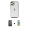 MARSİLYAN™- iPhone 12 Pro Max Kılıf Vadi Minimal - Siyah Polymer Nano Ekran Koruyucu + Neon Fosforlu Kamera Lens - YL