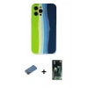 MARSİLYAN™- iPhone 12 Pro Max Kılıf Yadigar Çizgi - Şeffaf 360 Full Body Arka Koruyucu + Shine Kamera Lens Koruma Cam - GD