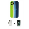 MARSİLYAN™- iPhone 12 Pro Max Kılıf Yadigar Çizgi - Şeffaf 360 Full Body Arka Koruyucu + Shine Kamera Lens - GD