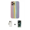 MARSİLYAN™- iPhone 12 Pro Max Kılıf Yadigar Çizgi - Şeffaf 360 Full Body Arka Koruyucu + Shine Kamera Lens - GD