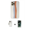 MARSİLYAN™- iPhone 12 Pro Max Kılıf Yadigar Çizgi - Şeffaf 360 Full Body Arka Koruyucu + Shine Kamera Lens - GD