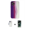 MARSİLYAN™- iPhone 12 Pro Max Kılıf Yadigar Çizgi - Şeffaf 360 Full Body Arka Koruyucu + Shine Kamera Lens - LT
