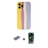 MARSİLYAN™- iPhone 12 Pro Max Kılıf Yadigar Çizgi - Şeffaf 360 Full Body Arka Koruyucu + Renkli Kamera Lens Koruma Cam - MI