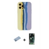 MARSİLYAN™- iPhone 12 Pro Max Kılıf Yadigar Çizgi - Şeffaf 360 Full Body Arka Koruyucu + Mavi Shine Kamera Lens Koruma Cam