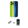 MARSİLYAN™- iPhone 12 Pro Max Kılıf Yadigar Çizgi - Şeffaf 360 Full Body Arka Koruyucu + Shine Kamera Lens Koruma Cam - SABE