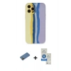 MARSİLYAN™- iPhone 12 Pro Max Kılıf Yadigar Çizgi - Şeffaf Royal Nano Ekran Koruyucu + Shine Kamera Lens Koruma Cam - GD