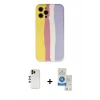 MARSİLYAN™- iPhone 12 Pro Max Kılıf Yadigar Çizgi - Şeffaf Royal Nano Ekran Koruyucu + Gold Shine Kamera Lens