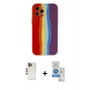 MARSİLYAN™- iPhone 12 Pro Max Kılıf Yadigar Çizgi - Şeffaf Royal Nano Ekran Koruyucu + Gold Shine Kamera Lens