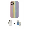 MARSİLYAN™- iPhone 12 Pro Max Kılıf Yadigar Çizgi - Şeffaf Royal Nano Ekran Koruyucu + Gold Shine Kamera Lens
