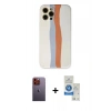 MARSİLYAN™- iPhone 12 Pro Max Kılıf Yadigar Çizgi - Şeffaf Royal Nano Ekran Koruyucu + Neon Fosforlu Kamera Lens - TU