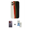 MARSİLYAN™- iPhone 12 Pro Max Kılıf Yadigar Çizgi - Şeffaf Royal Nano Ekran Koruyucu + Neon Fosforlu Kamera Lens - TU