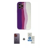 MARSİLYAN™- iPhone 12 Pro Max Kılıf Yadigar Çizgi - Şeffaf Royal Nano Ekran Koruyucu + Neon Fosforlu Kamera Lens - TU