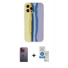 MARSİLYAN™- iPhone 12 Pro Max Kılıf Yadigar Çizgi - Şeffaf Royal Nano Ekran Koruyucu + Neon Fosforlu Kamera Lens - TU