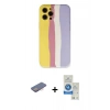 MARSİLYAN™- iPhone 12 Pro Max Kılıf Yadigar Çizgi - Şeffaf Royal Nano Ekran Koruyucu + Renkli Kamera Lens Koruma Cam - PE