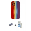 MARSİLYAN™- iPhone 12 Pro Max Kılıf Yadigar Çizgi - Şeffaf Royal Nano Ekran Koruyucu + Renkli Kamera Lens Koruma Cam - MI