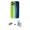 MARSİLYAN™- iPhone 12 Pro Max Kılıf Yadigar Çizgi - Şeffaf Royal Nano Ekran Koruyucu + Renkli Kamera Lens Koruma Cam - MI