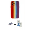 MARSİLYAN™- iPhone 12 Pro Max Kılıf Yadigar Çizgi - Şeffaf Royal Nano Ekran Koruyucu + Renkli Kamera Lens Koruma Cam - PE