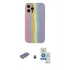 MARSİLYAN™- iPhone 12 Pro Max Kılıf Yadigar Çizgi - Şeffaf Royal Nano Ekran Koruyucu + Sarı Renkli Kamera Lens Koruma Cam