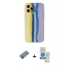 MARSİLYAN™- iPhone 12 Pro Max Kılıf Yadigar Çizgi - Şeffaf Royal Nano Ekran Koruyucu + Shine Kamera Lens Koruma Cam - SH
