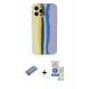 MARSİLYAN™- iPhone 12 Pro Max Kılıf Yadigar Çizgi - Şeffaf Royal Nano Ekran Koruyucu + Shine Kamera Lens Koruma Cam - PE