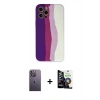 MARSİLYAN™- iPhone 12 Pro Max Kılıf Yadigar Çizgi - Şeffaf Temperli Cam Ekran Koruyucu + Neon Fosforlu Kamera Lens - BZ