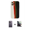 MARSİLYAN™- iPhone 12 Pro Max Kılıf Yadigar Çizgi - Şeffaf Temperli Cam Ekran Koruyucu + Neon Fosforlu Kamera Lens - BZ