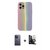 MARSİLYAN™- iPhone 12 Pro Max Kılıf Yadigar Çizgi - Şeffaf Temperli Cam Ekran Koruyucu + Neon Fosforlu Kamera Lens - MI