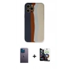 MARSİLYAN™- iPhone 12 Pro Max Kılıf Yadigar Çizgi - Şeffaf Temperli Cam Ekran Koruyucu + Neon Fosforlu Kamera Lens - MI