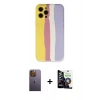 MARSİLYAN™- iPhone 12 Pro Max Kılıf Yadigar Çizgi - Şeffaf Temperli Cam Ekran Koruyucu + Neon Fosforlu Kamera Lens - SI