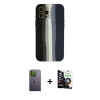 MARSİLYAN™- iPhone 12 Pro Max Kılıf Yadigar Çizgi - Şeffaf Temperli Cam Ekran Koruyucu + Neon Fosforlu Kamera Lens - YL