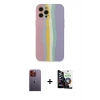 MARSİLYAN™- iPhone 12 Pro Max Kılıf Yadigar Çizgi - Şeffaf Temperli Cam Ekran Koruyucu + Neon Fosforlu Kamera Lens - TU