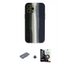 MARSİLYAN™- iPhone 12 Pro Max Kılıf Yadigar Çizgi - Şeffaf Temperli Cam Ekran Koruyucu + Renkli Kamera Lens Koruma Cam - MI
