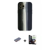 MARSİLYAN™- iPhone 12 Pro Max Kılıf Yadigar Çizgi - Şeffaf Temperli Cam Ekran Koruyucu + Renkli Kamera Lens Koruma Cam - TU