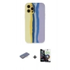 MARSİLYAN™- iPhone 12 Pro Max Kılıf Yadigar Çizgi - Şeffaf Temperli Cam Ekran Koruyucu + Renkli Kamera Lens Koruma Cam - MI