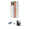 MARSİLYAN™- iPhone 12 Pro Max Kılıf Yadigar Çizgi - Şeffaf Temperli Cam Ekran Koruyucu + Renkli Kamera Lens Koruma Cam - MI