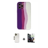 MARSİLYAN™- iPhone 12 Pro Max Kılıf Yadigar Çizgi - Şeffaf Temperli Cam Ekran Koruyucu + Shine Kamera Lens - GD