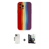 MARSİLYAN™- iPhone 12 Pro Max Kılıf Yadigar Çizgi - Şeffaf Temperli Cam Ekran Koruyucu + Shine Kamera Lens - GD