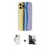 MARSİLYAN™- iPhone 12 Pro Max Kılıf Yadigar Çizgi - Şeffaf Temperli Cam Ekran Koruyucu + Shine Kamera Lens - GD