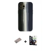 MARSİLYAN™- iPhone 12 Pro Max Kılıf Yadigar Çizgi - Şeffaf Temperli Cam Ekran Koruyucu + Sierra Blue Shine Kamera Lens Koruma Cam