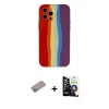 MARSİLYAN™- iPhone 12 Pro Max Kılıf Yadigar Çizgi - Şeffaf Temperli Cam Ekran Koruyucu + Sierra Blue Shine Kamera Lens Koruma Cam