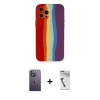 MARSİLYAN™- iPhone 12 Pro Max Kılıf Yadigar Çizgi - Şeffaf Uv Polymer Nano Ekran Koruyucu + Neon Fosforlu Kamera Lens - BZ