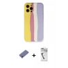 MARSİLYAN™- iPhone 12 Pro Max Kılıf Yadigar Çizgi - Şeffaf Uv Polymer Nano Ekran Koruyucu + Gold Metal Kamera Lens Koruma Cam