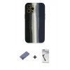 MARSİLYAN™- iPhone 12 Pro Max Kılıf Yadigar Çizgi - Şeffaf Uv Polymer Nano Ekran Koruyucu + Gold Metal Kamera Lens Koruma Cam