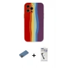 MARSİLYAN™- iPhone 12 Pro Max Kılıf Yadigar Çizgi - Şeffaf Uv Polymer Nano Ekran Koruyucu + Shine Kamera Lens Koruma Cam - GD