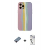 MARSİLYAN™- iPhone 12 Pro Max Kılıf Yadigar Çizgi - Şeffaf Uv Polymer Nano Ekran Koruyucu + Kırmızı Metal Kamera Lens Koruma Cam