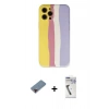 MARSİLYAN™- iPhone 12 Pro Max Kılıf Yadigar Çizgi - Şeffaf Uv Polymer Nano Ekran Koruyucu + Kırmızı Metal Kamera Lens Koruma Cam