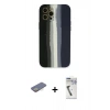 MARSİLYAN™- iPhone 12 Pro Max Kılıf Yadigar Çizgi - Şeffaf Uv Polymer Nano Ekran Koruyucu + Sarı Renkli Kamera Lens Koruma Cam