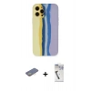 MARSİLYAN™- iPhone 12 Pro Max Kılıf Yadigar Çizgi - Şeffaf Uv Polymer Nano Ekran Koruyucu + Sarı Renkli Kamera Lens Koruma Cam