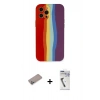 MARSİLYAN™- iPhone 12 Pro Max Kılıf Yadigar Çizgi - Şeffaf Uv Polymer Nano Ekran Koruyucu + Sierra Blue Shine Kamera Lens Koruma Cam