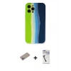 MARSİLYAN™- iPhone 12 Pro Max Kılıf Yadigar Çizgi - Şeffaf Uv Polymer Nano Ekran Koruyucu + Sierra Blue Shine Kamera Lens Koruma Cam